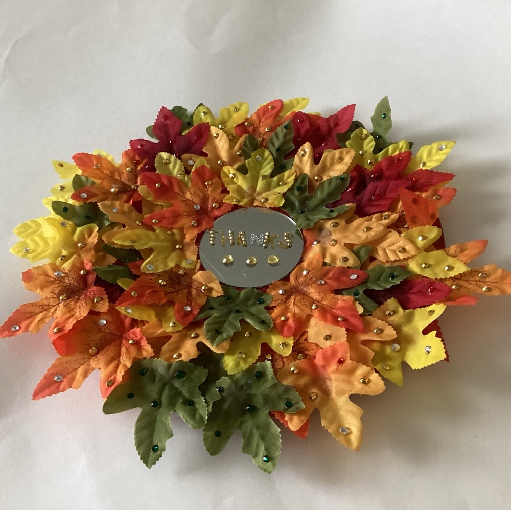 Hand Crafted Autumn Leaf Wreath - Multicolor